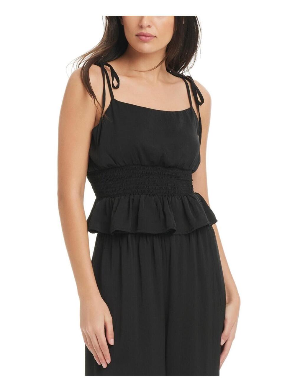 98$ Red Carter Hammered Satin Coverup Cropped Cami Tank Top Women's Size S Black